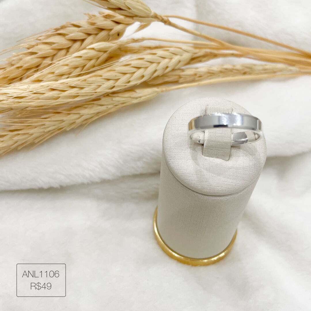 Aliança Reta Bisotada 4mm Prateada